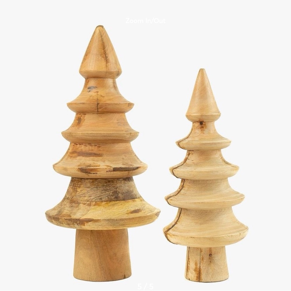 Pottery Barn mango wood turned trees set of 2